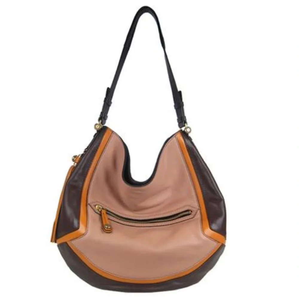 OrYANY Angelique Hobo Leather Slouch bag with contrast trim and tassel bag charm